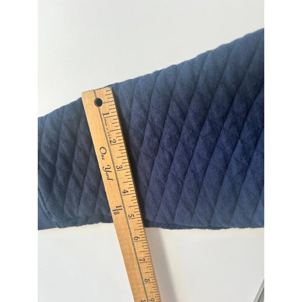 Eddie Bauer Mens Large Navy Blue Quilted Pullover Sweatshirt Snap Mock Neck Top